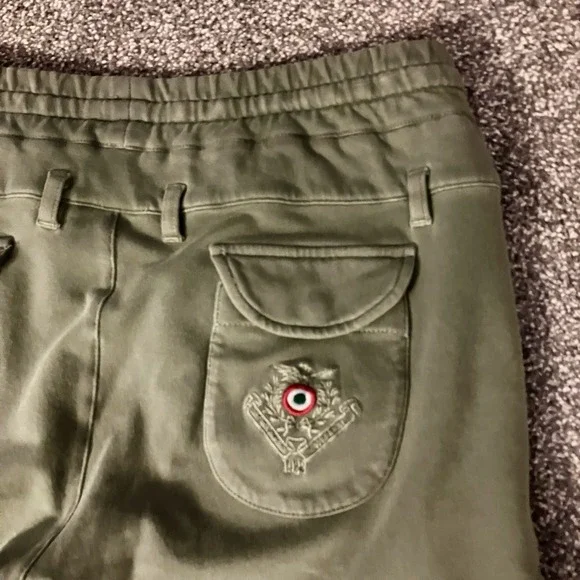 Aeronautica Militare Italy Small/Medium Men's Jogger Sweatpants Olive Green Logo